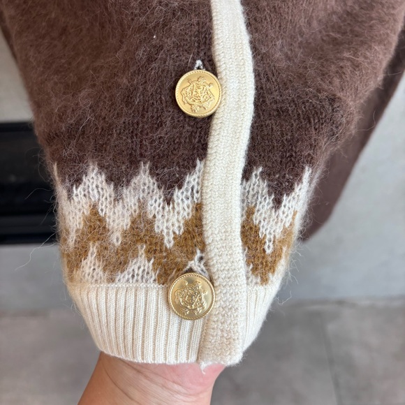 NWT J. Crew Fair Isle cardigan sweater in brushed yarn, Size L - Picture 9 of 16